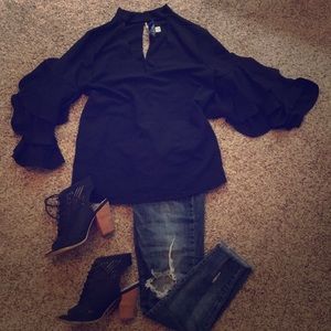 Francecas Collection Choker Style Black Top NWOT